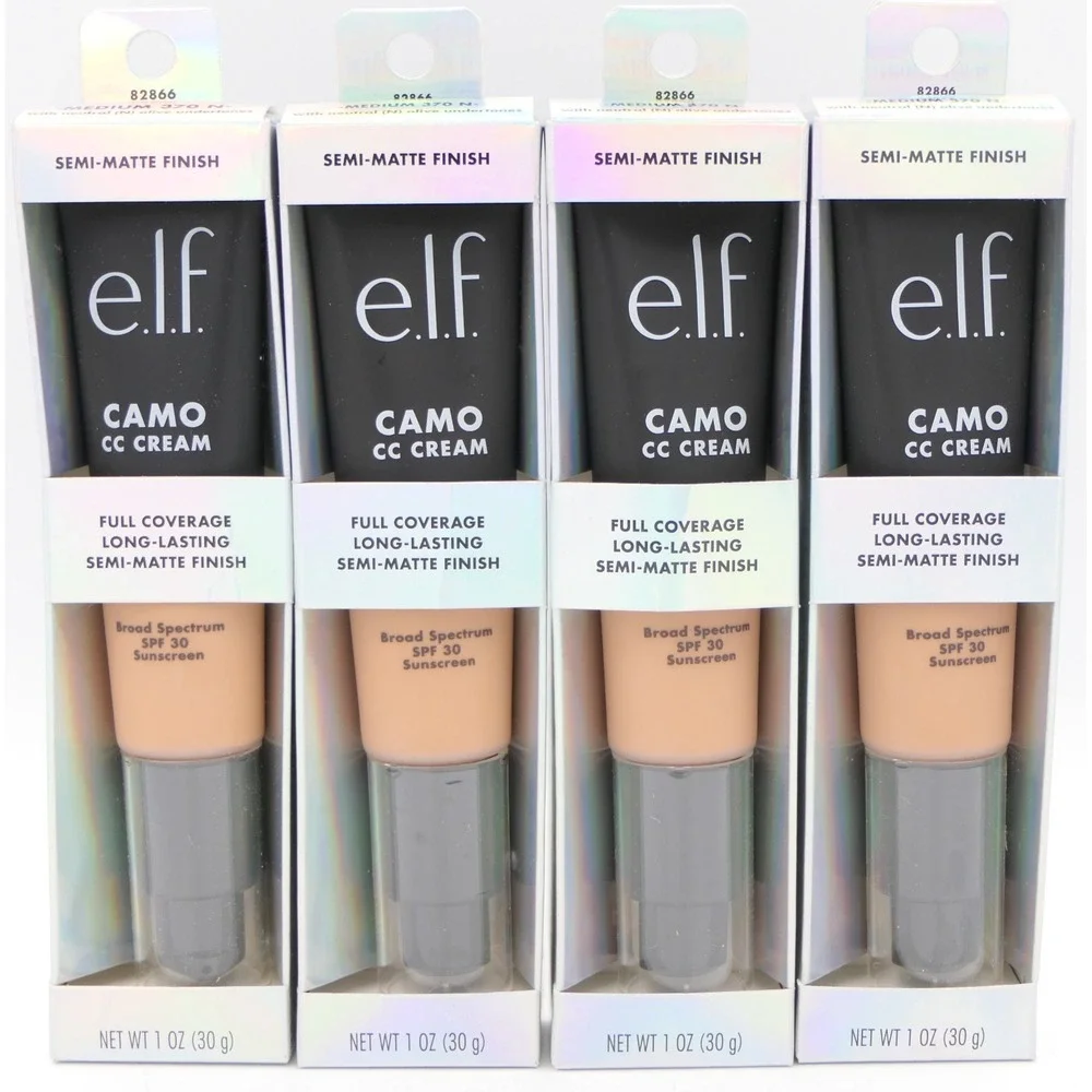 elf Camo CC Cream Medium 370 N Full Coverage Semi-Matte SPF 30 4 Pack 10/26+